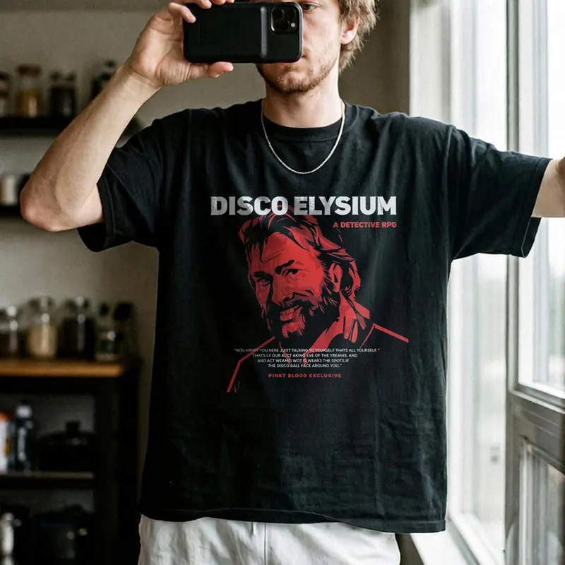 Disco Elysium Unisex T-Shirt Harry Dubois Psyche Skill Fan Art Graphic Tee, Sunrise Parabellum Printed Tops Gift for RPG Gamers