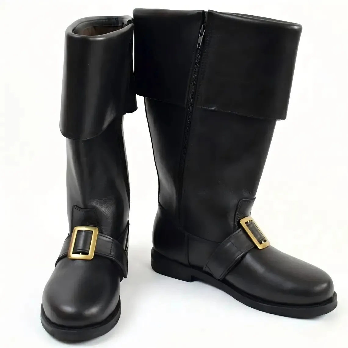 Weihnachtsmann-Kostümstiefel aus Kunstleder, kniehohe Stiefel mit Umschlag, für Feiertagspartys, Rollenspiele, Karneval, Bühnenauftritte, Schuhe – Detail 2