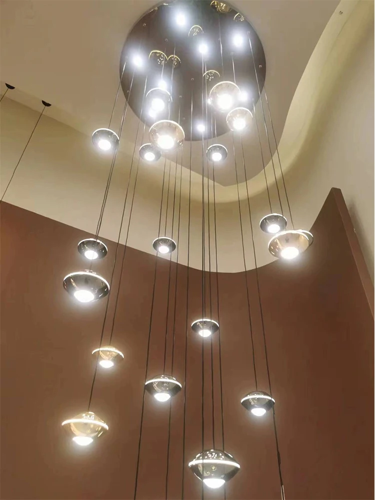 

Modern Simple LED Staircase Chandelier Indoor Attic Lighting Fixtures Living Room Creative Villa Hall Duplex Loft Pendant Light