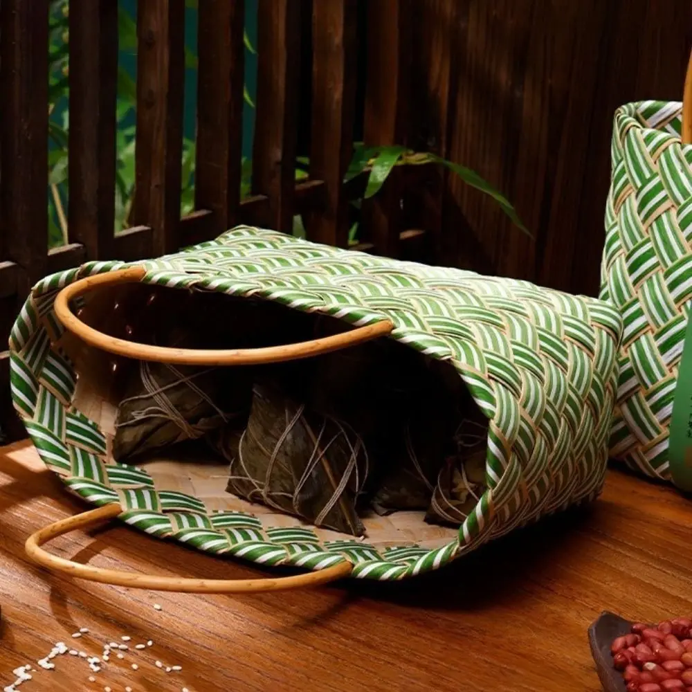 Bamboo Zongzi Packaging Box Chinese Style Eco-friendly Gift Packaging Handbag Handheld Handwoven Storage Basket Bridesmaid