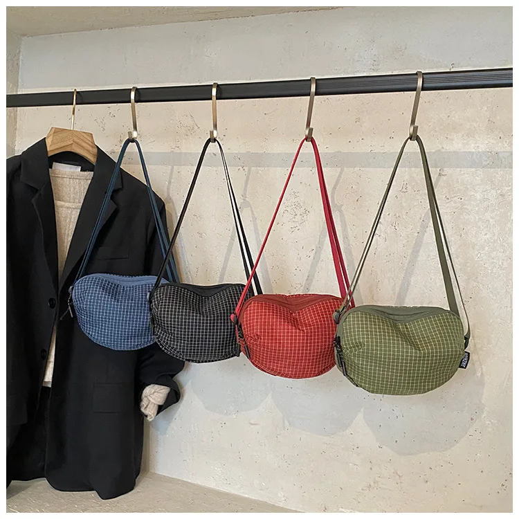 

Полосатая клетчатая водонепроницаемая сумка через плечо из ткани Оксфорд, квадратная студенческая сумка, простая повседневная женская сумка на плечо большой вместимости