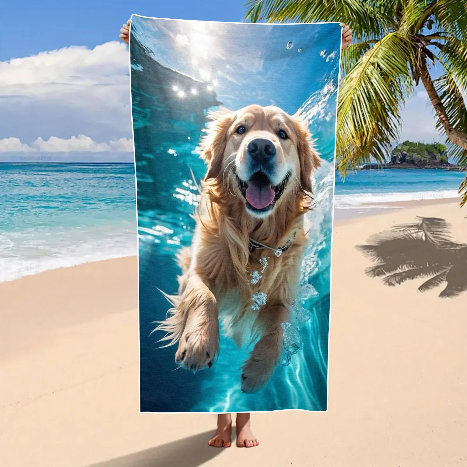 

Пляжное полотенце, полотенце для ванной, полотенце для рук, размером с милого щенка, супервпитывающее, легкое, быстросохнущее, ветрозащитное, для мужчин и женщин на пляжных курортах