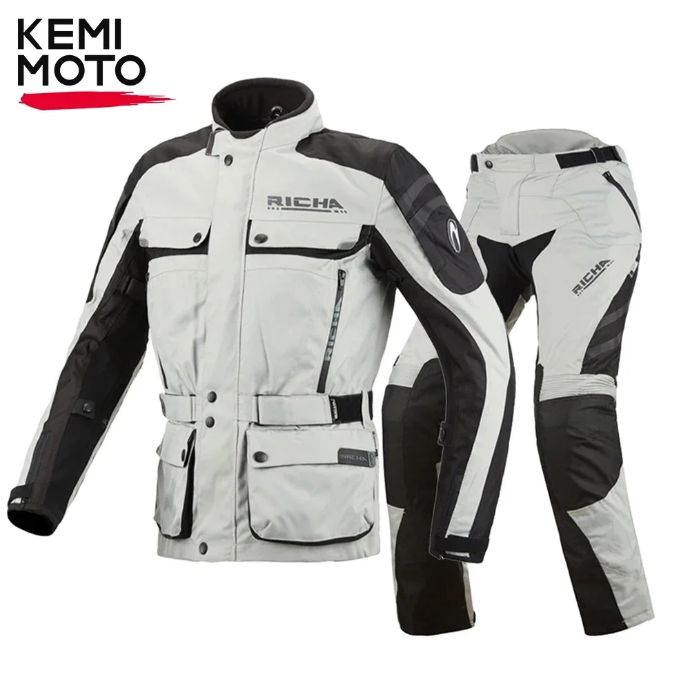 Motorcycle Jacket Men Riding Motorcyclist Waterproof Leather Pants Women Outdoor Protective Equipment Removable Keep Warm