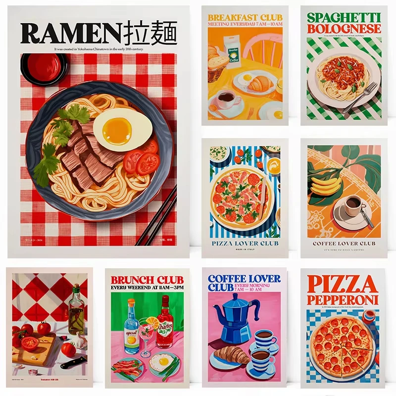 Kit de Pintura de Diamantes 5D DIY, Estilo de Arte Culinario Acogedor, Desayuno, Pasta, Sushi, Pizza, Decoración de Pared con Diamantes de Imitación, Regalo para Decoración del Hogar