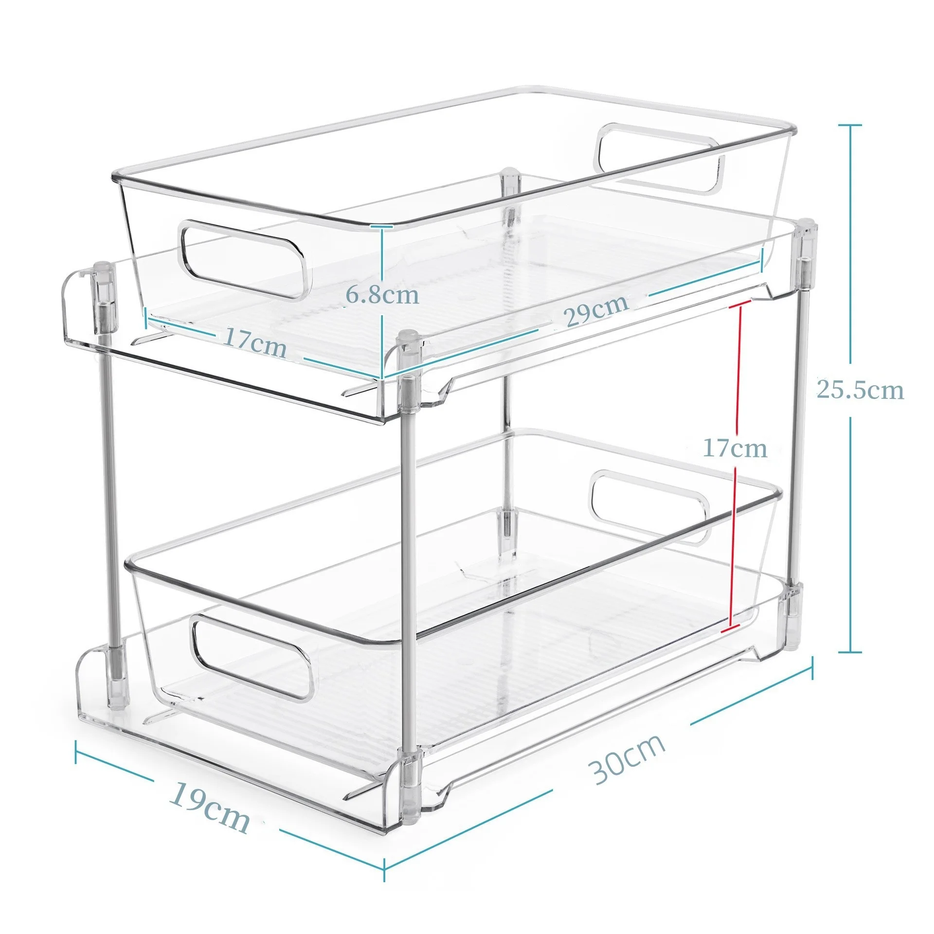 Bathroom Storage Organizer, Clear Under Sink Organizers, Vanity Counter, Storage Container, Medicine Cabinet Drawers, P, 2 Tier