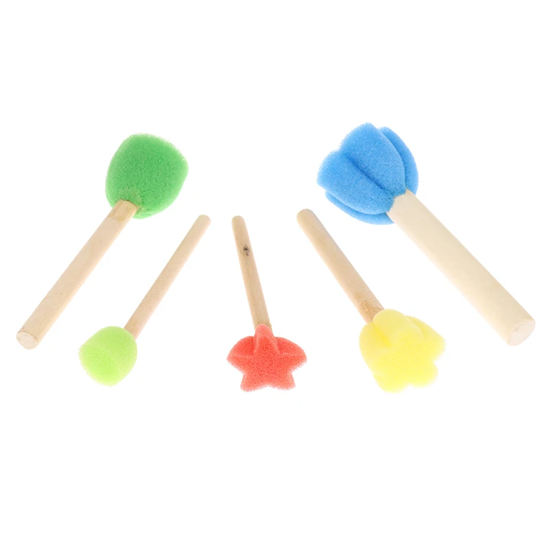Kids Toddler Sponge Stamp Brush Kits Flower Pattern Drawing Toys DIY Paint Art Craft Supplies for Children Early Learning