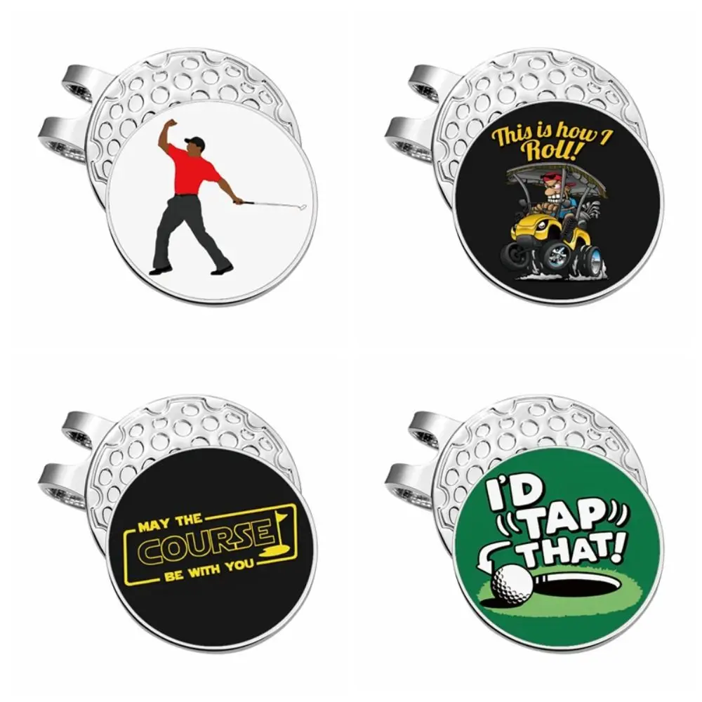 

Magnetic Golf Hat Clips Position Marker Trendy Decorative Golf Ball Marker Golfer Pattern Metal Material Golf Cap Clips