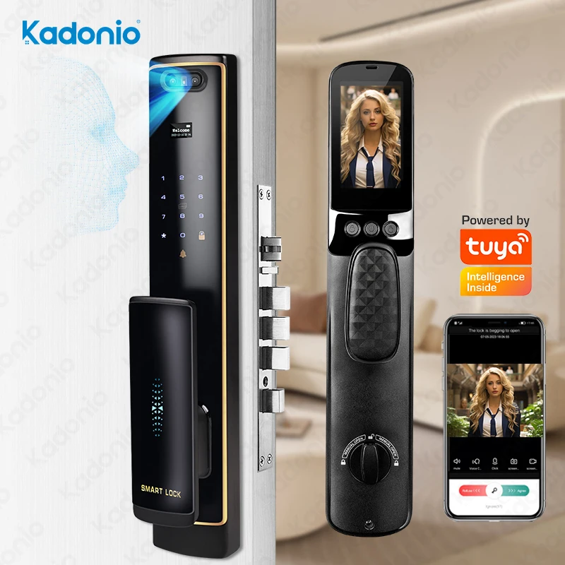 Kadonio Peephole Camera Electric Keypad Finger Print Password APP Control Face Recognition Smart Locks