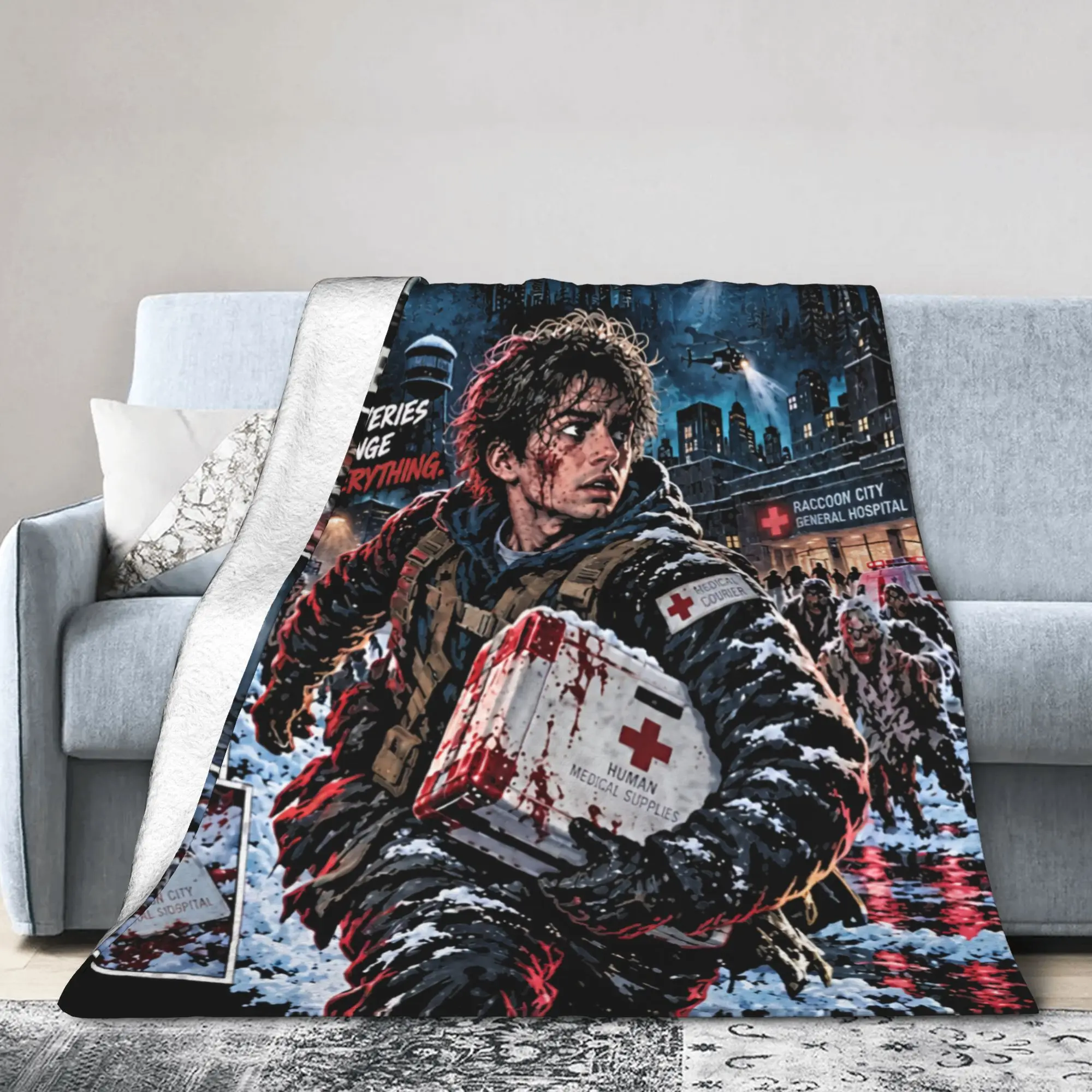 Bryan Hodukavich Medical Courier 2026 RE Movie Knitted Blanket R-Residents Plush Throw Blanket Home Couch Personalised Bedspread