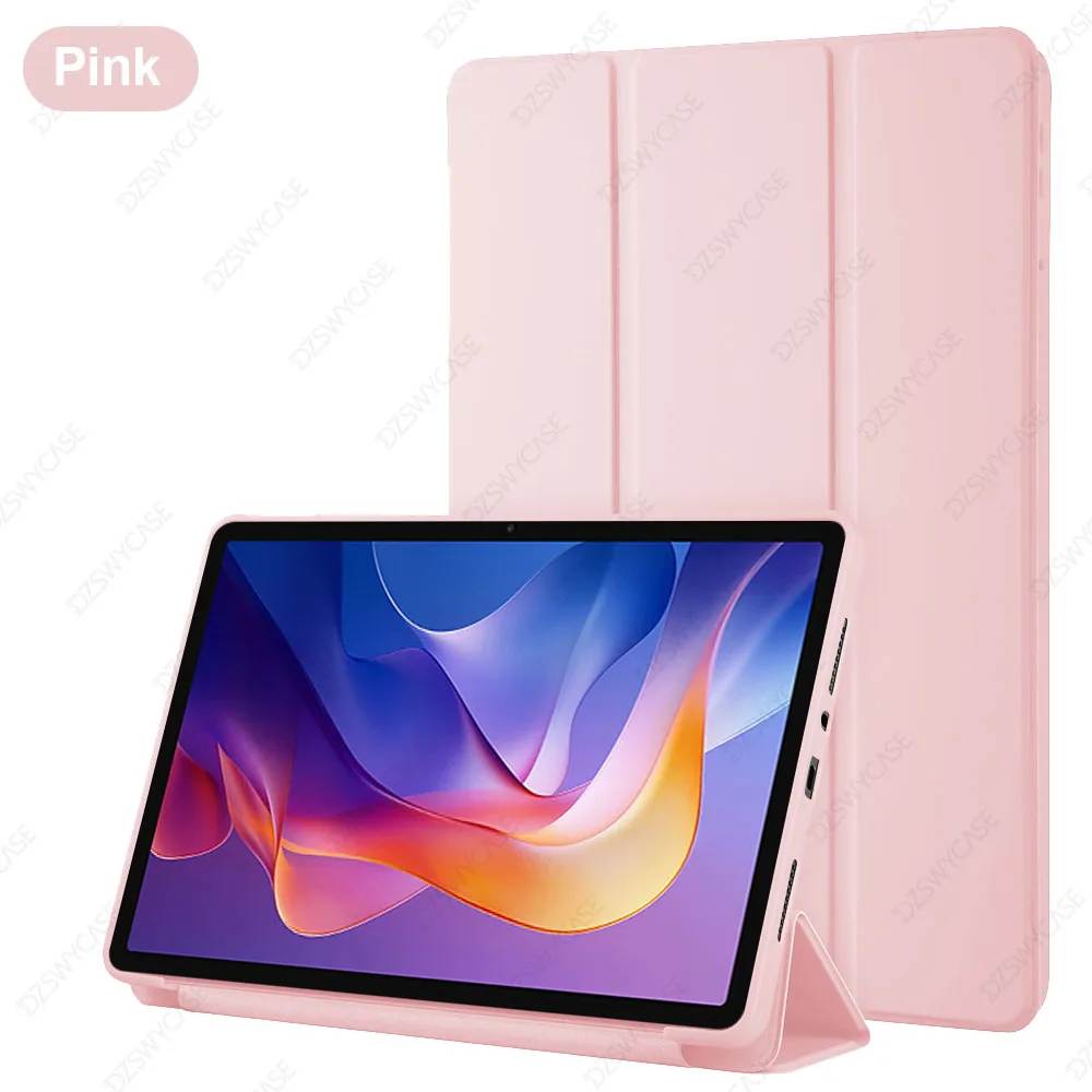 Siliconen hoesje voor Xiaomi Redmi Pad 2 11 inch 2025, ultradunne drievoudige standaard PU lederen beschermhoes, automatische slaap-/waakfunctie