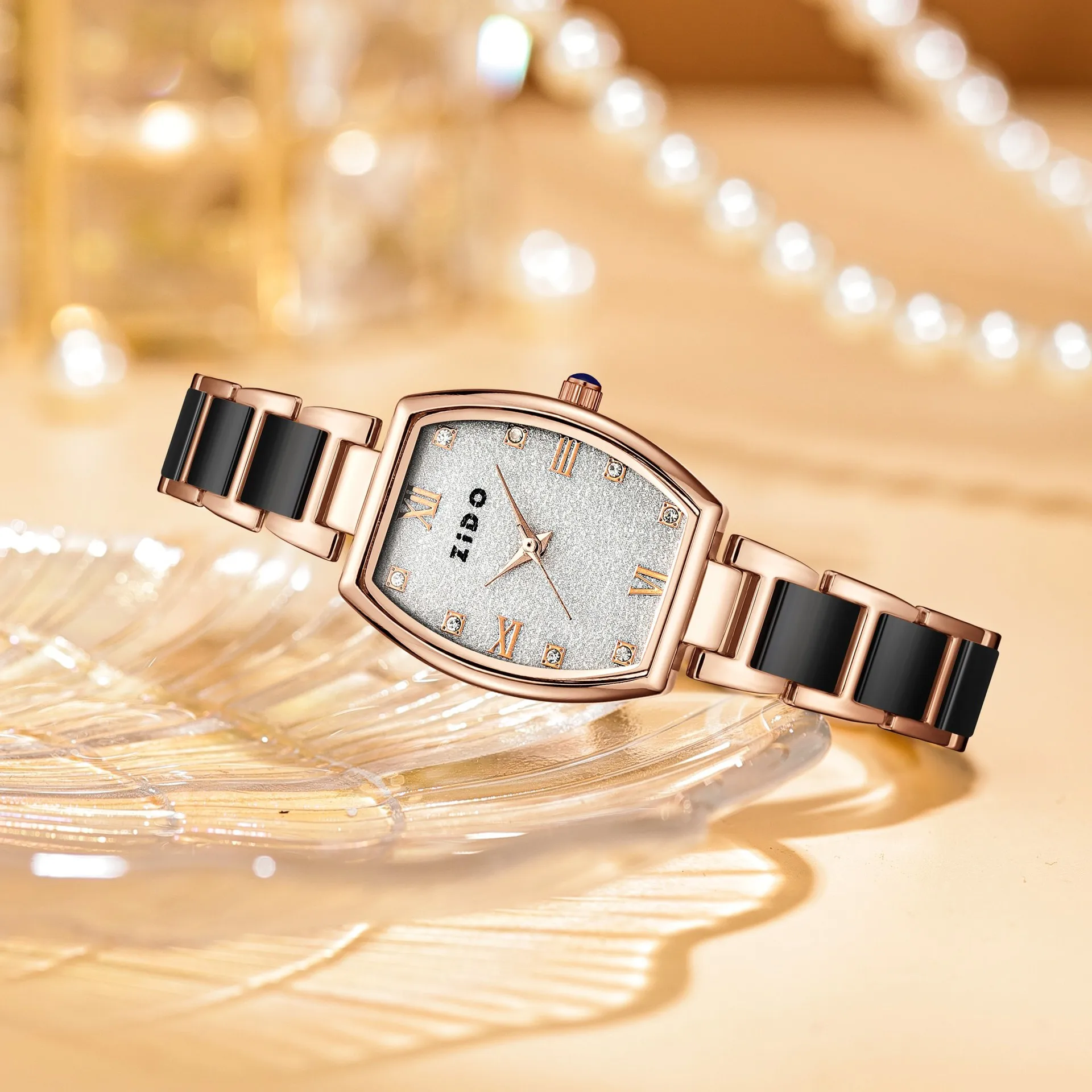 Elegant Ceramic-Style Quartz Watch for Women, Minimalist and Sophisticated Timepiece
