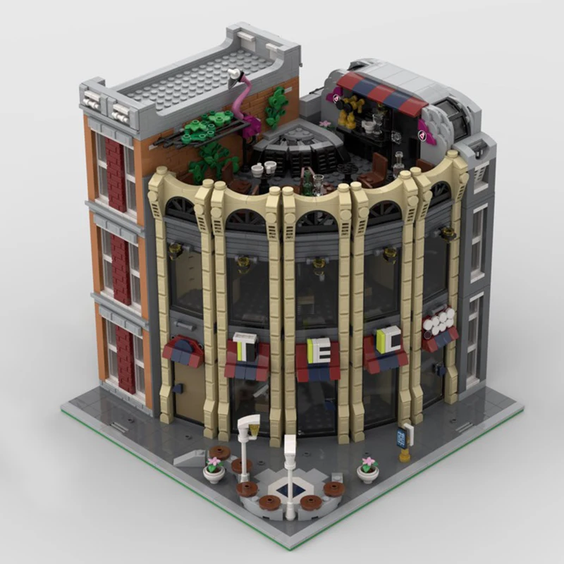 

2691PCS City Hot Selling Street View MOC Round Corner Tec-Store model DIY creative ideas Child Toy Assembly Puzzle birthday Gift