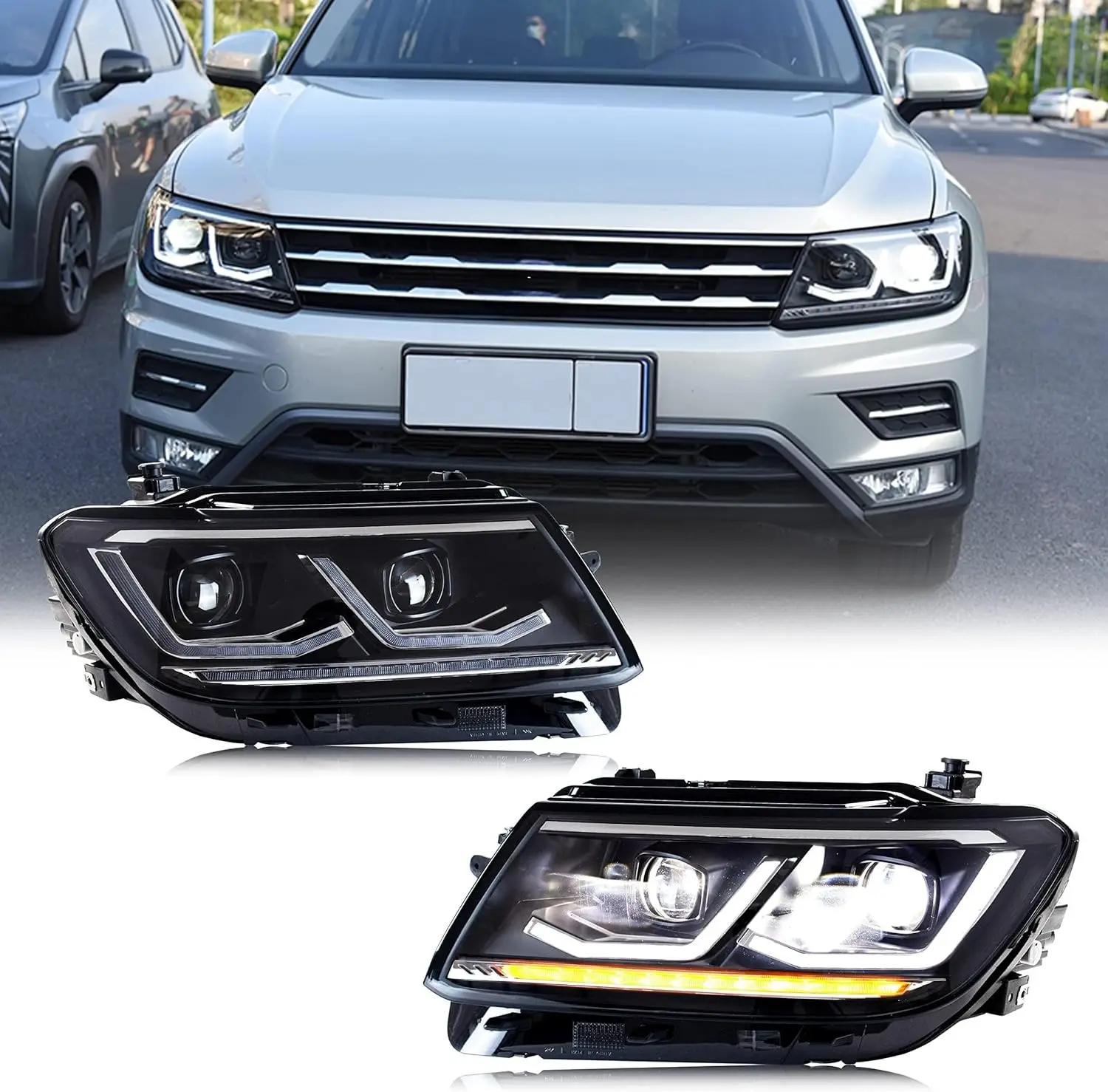 

LED Headlights for VW Volkswagen Tiguan 2017 2018 2019 2020 2021 Start-up Animation Sequential Indicator High Low Beam Front La