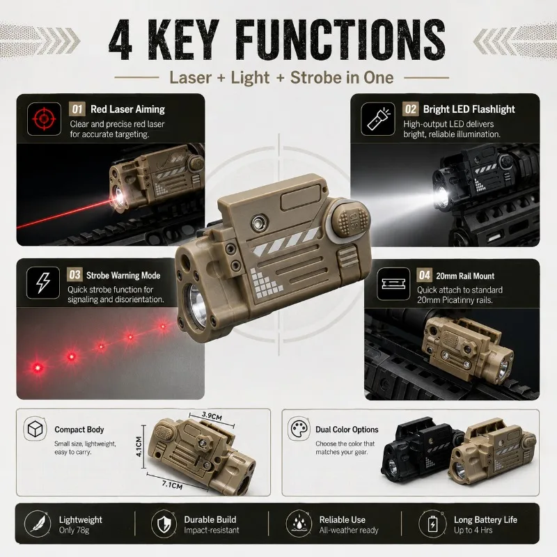 SBAL PL Combo Laser Flashlight Red Dot LED Torch Fit 20mm Rail Airsoft Outdoor Game Toy Accessories view 3