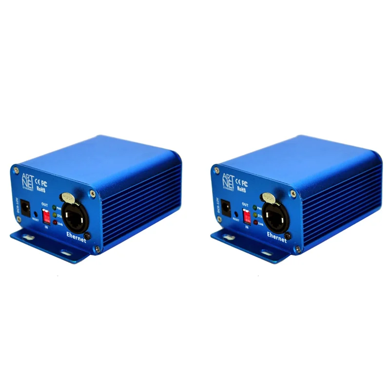 

【Buy It-Now!】2X Artnet 1024 2 Port Bidirectional Artnet Converter Standard DMX512 Output RJ45 Net Connector Sulite DMX LAN512 US