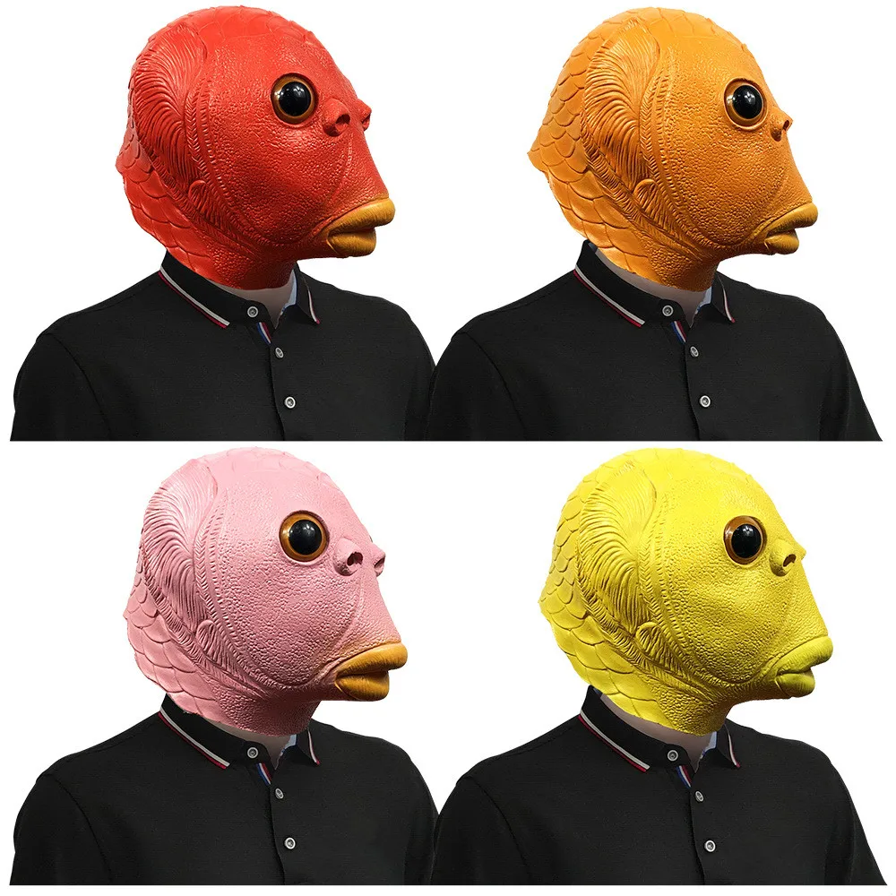 Fischmaske für Erwachsene, Natürliche Latex-Meereskreaturen-Vollkopfmaske für Halloween, Cosplay und Kostümpartys – Detail 3