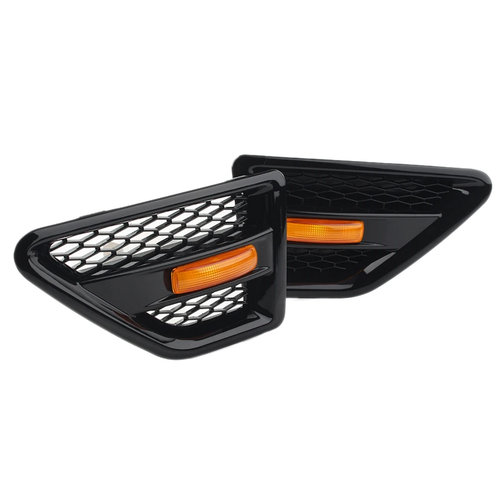 Door Side Vent Mesh Grille with Side Marker Light for 2 LR2 2006-2016 LR039773 LR039770 Black