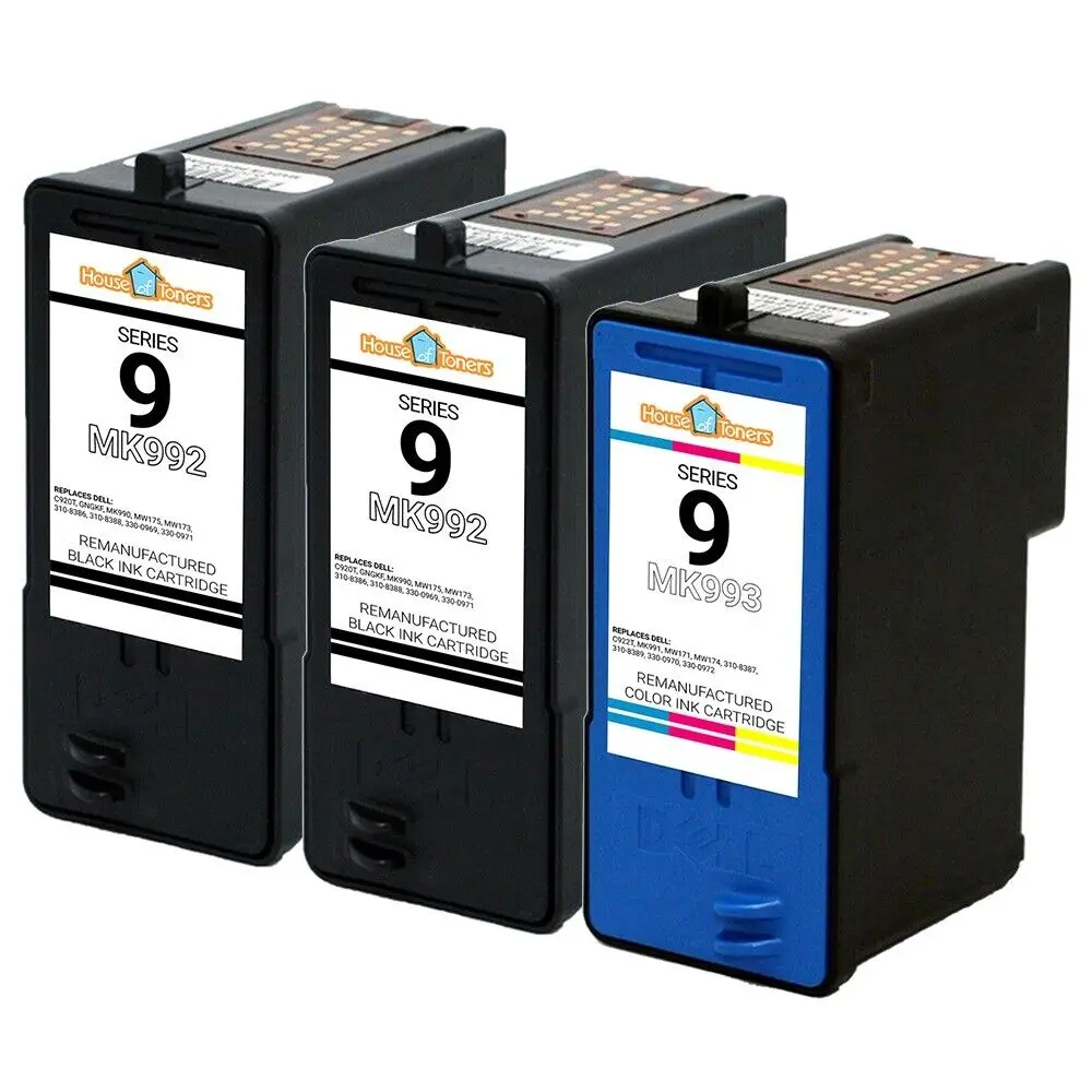 3PK Series 9 MK990 MK991 Black/Color Ink For Dell 926 v305 v305w v305x Printer