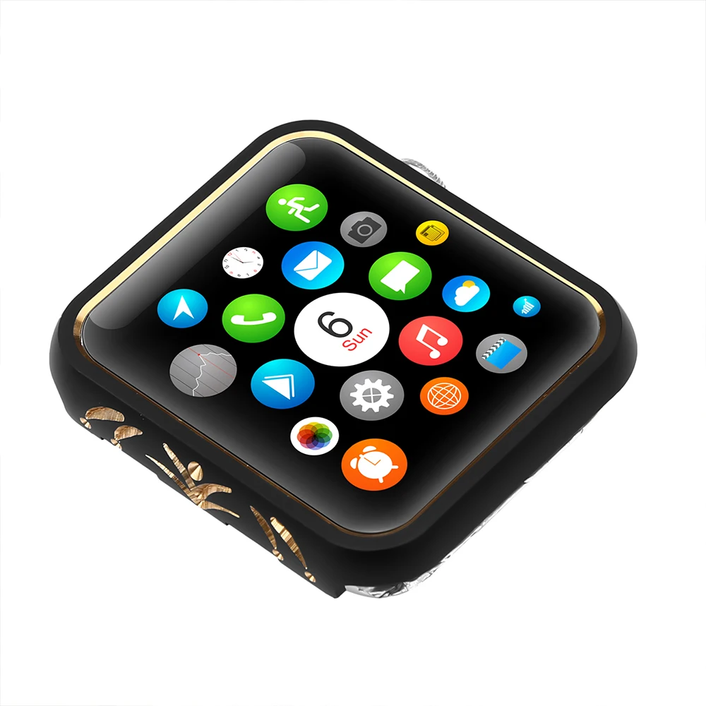 Aluminum Alloy Case Compatible with Apple Watch 42mm 38mm Embroidered Lace Pattern Watch Case for iWatch 3 2 1 Protection Shell