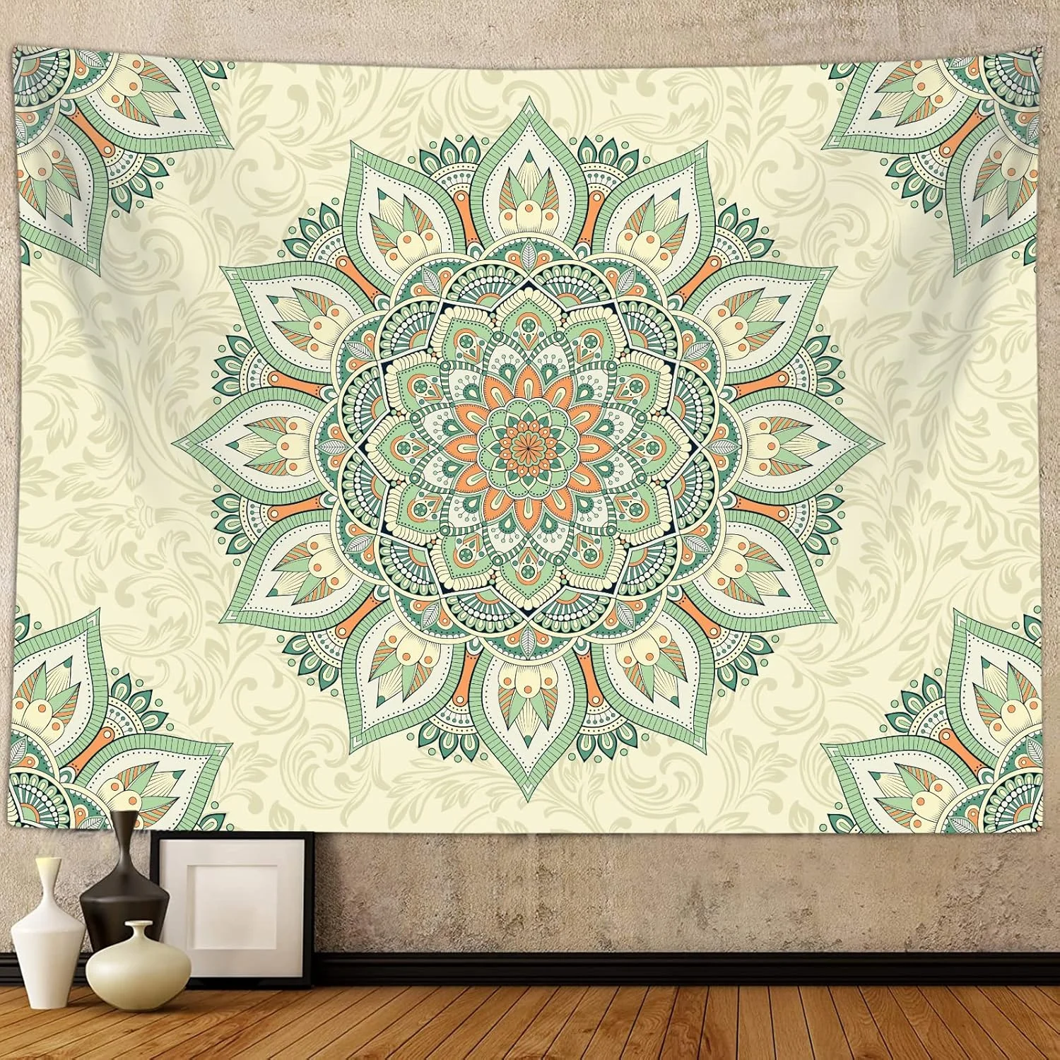 VIKAMA Böhmischer Mandala-Wandteppich, künstlerischer Wandbehang, ästhetisch, für Mädchenschlafzimmer, Schlafsaal, Wohnzimmer, Büro, Wandbehang