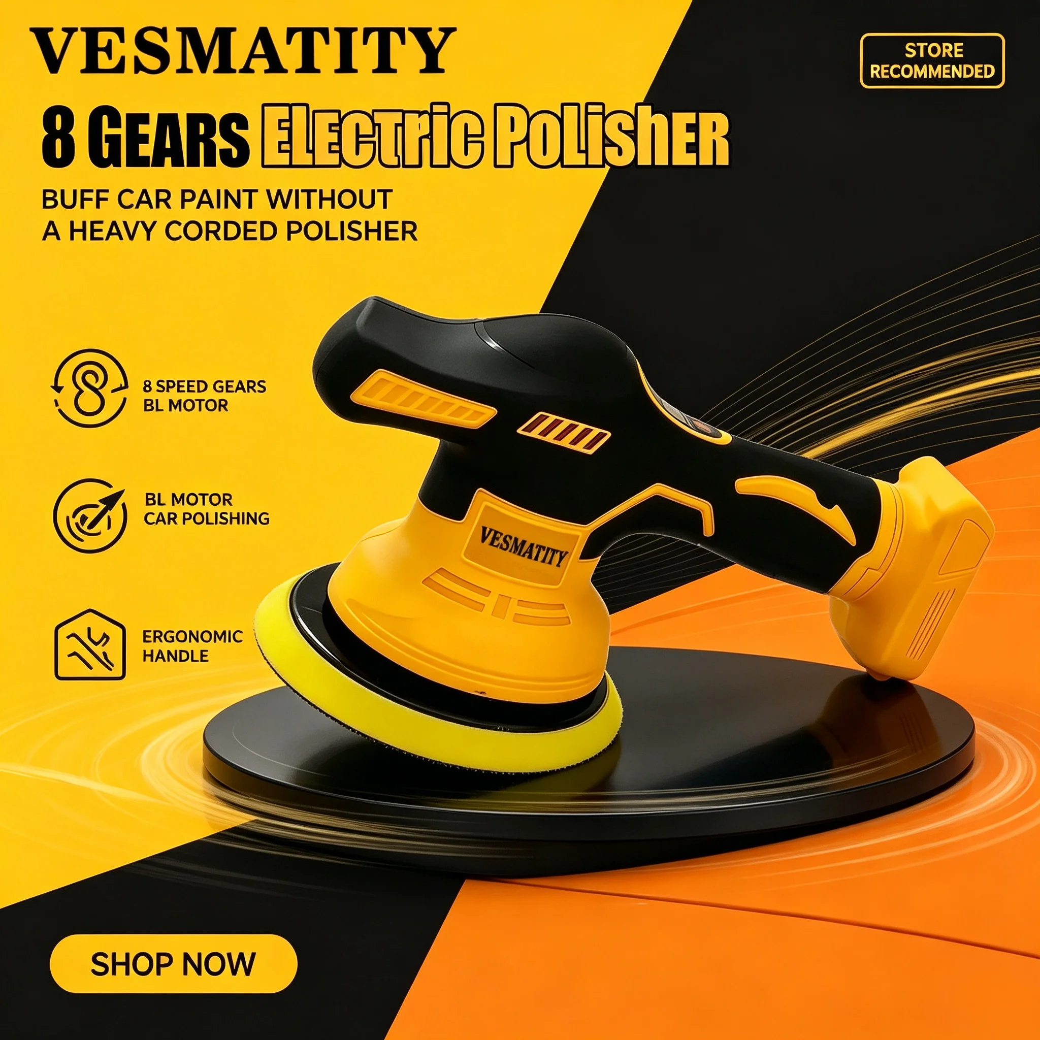 Car Waxer Sander Glaze Sealer Compatible With 18 V Battery Polishing Machine 8 Speeds Adjustable Wireless Auto Cordless Electric