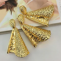 Yuminglai Dubai Women Hoop Earrings Necklace Set Fashion Bride Wedding Trendy African 24K Gold Color Copper Jewelry Set FHK16675