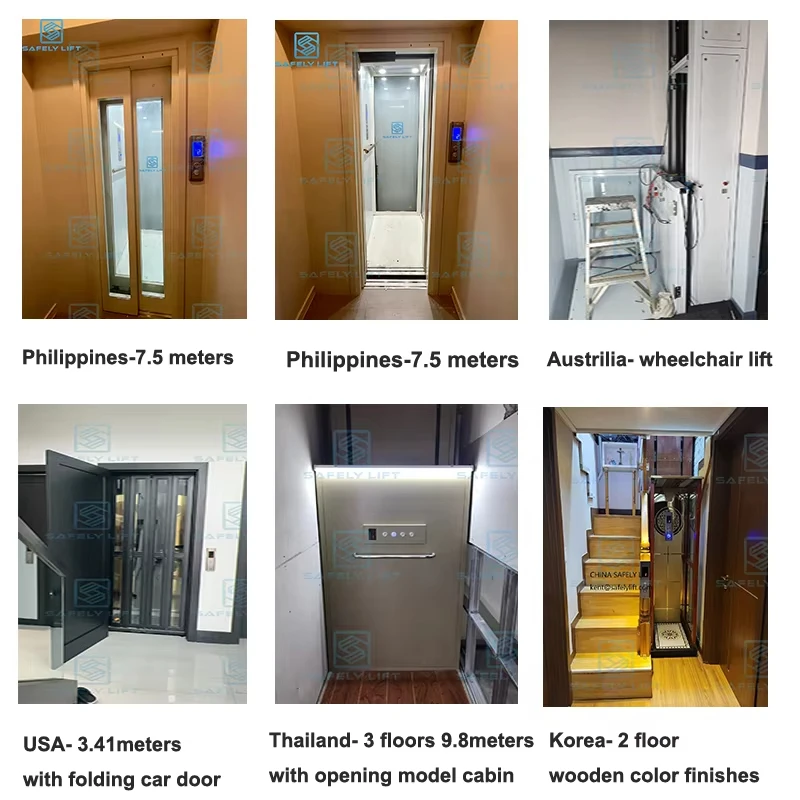 家庭用エレベーター2階、3階、4階対応小型油圧式移動リフト屋内外別荘デュプレックスエレベーター