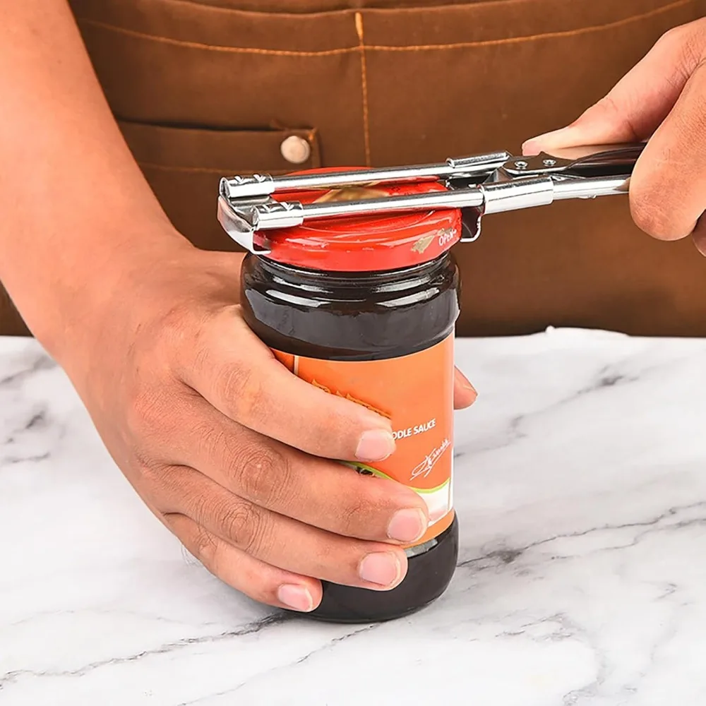 Best Stainless Steel Can Opener and Manual Bottle Opener Adjustable Multifunctional Jar Lid Clip Kitchen Accessories Gadgets