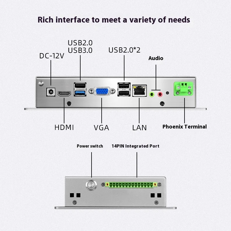 7-Inch High Brightness Dust-Proof Waterproof Industrial Control Touch Screen Display 4 Serial Ports Wide Portable Monitor