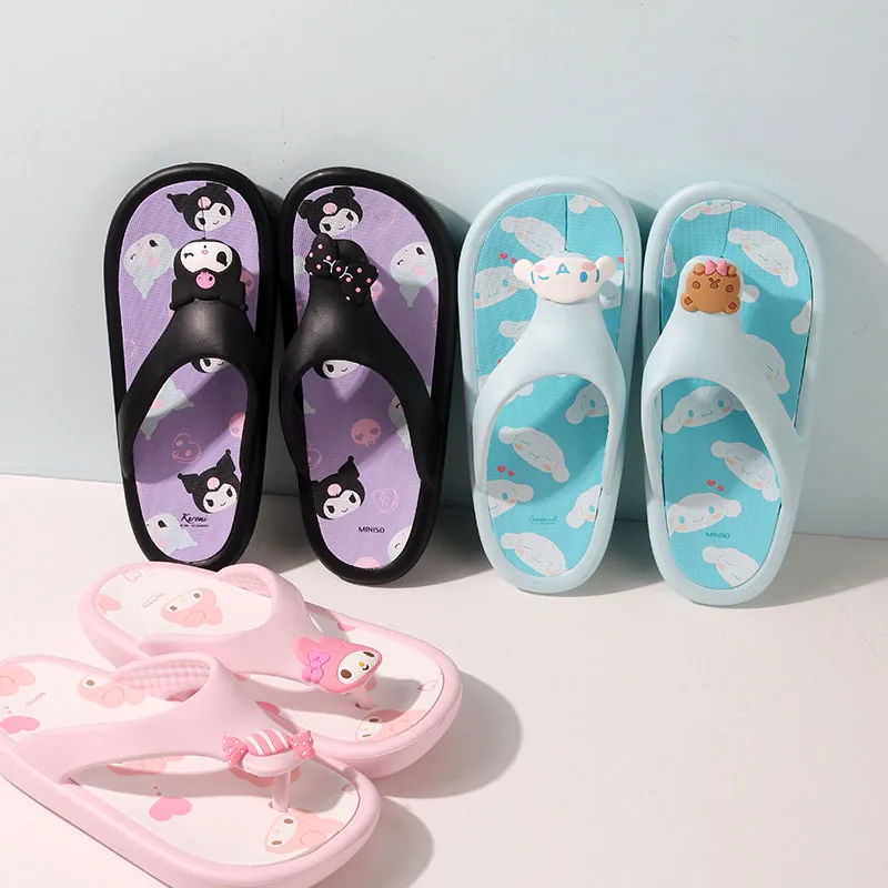 

Kawaii My Melody Kuromi Cinnamoroll Cartoon Flip Flops Women Anime Sanrioed Girl Heart Cute Non-Slip Comfortable Slippers