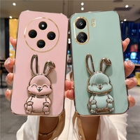 Redmi14c Luxury Plating Rabbit Holder Case On For Xiaomi Redmi 14c 13c 13 4g 5g 12 12c 10 A1 A2 A3 Silicone Stand Cover Poco C75