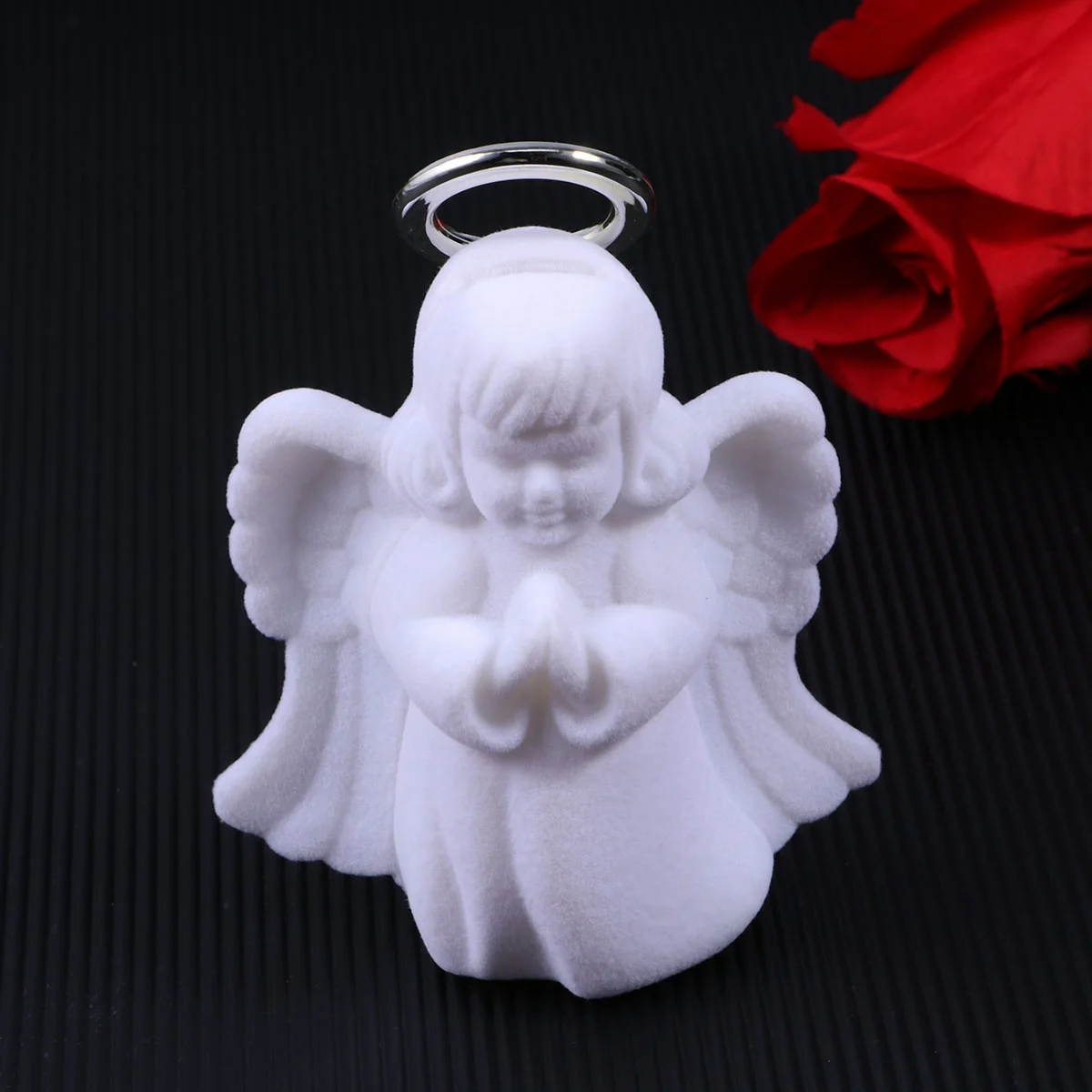 

1 шт., шкатулка для драгоценностей с ангелом, флокированный материал, органайзер для ювелирных изделий, прочное ожерелье для хранения, подарочная витрина, шкатулка для ожерелья