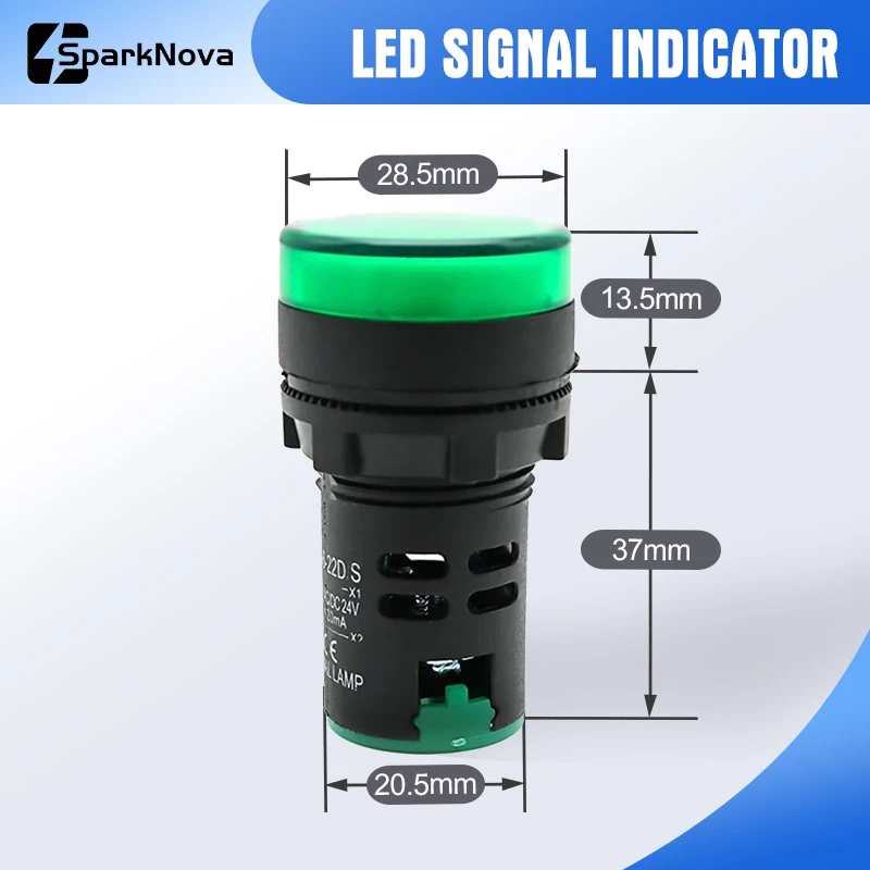 22mm Waterproof LED Indicator Light AD16-22DS 12-380V AC/DC Multi Color Signal Lamp  Red Green Yellow Blue White Control Panel
