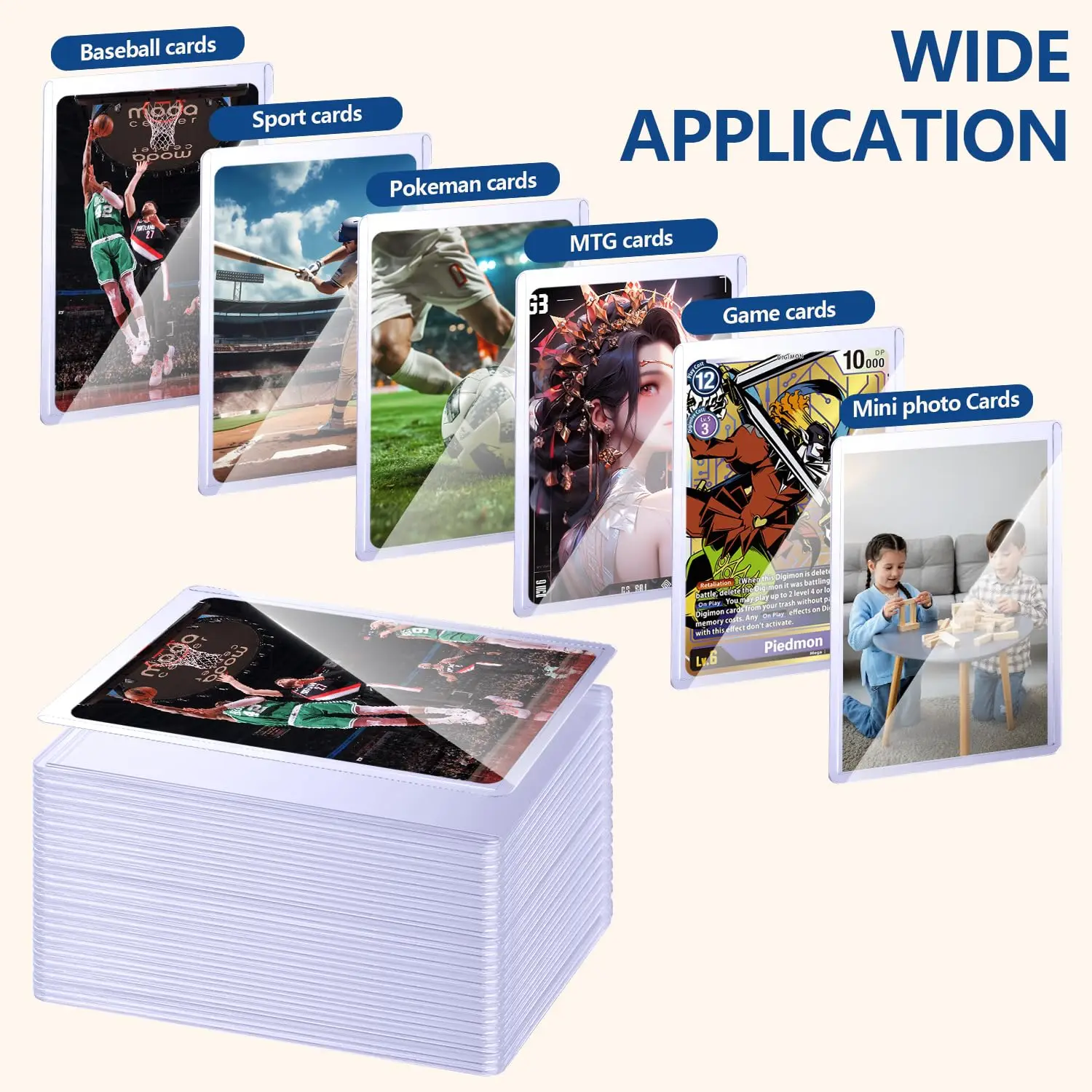 25-100pcs Covered With Protective Film Hard Card Sleeves Protector Holder Fit For Yugioh Pokemon Game Sports Card Collect Toy