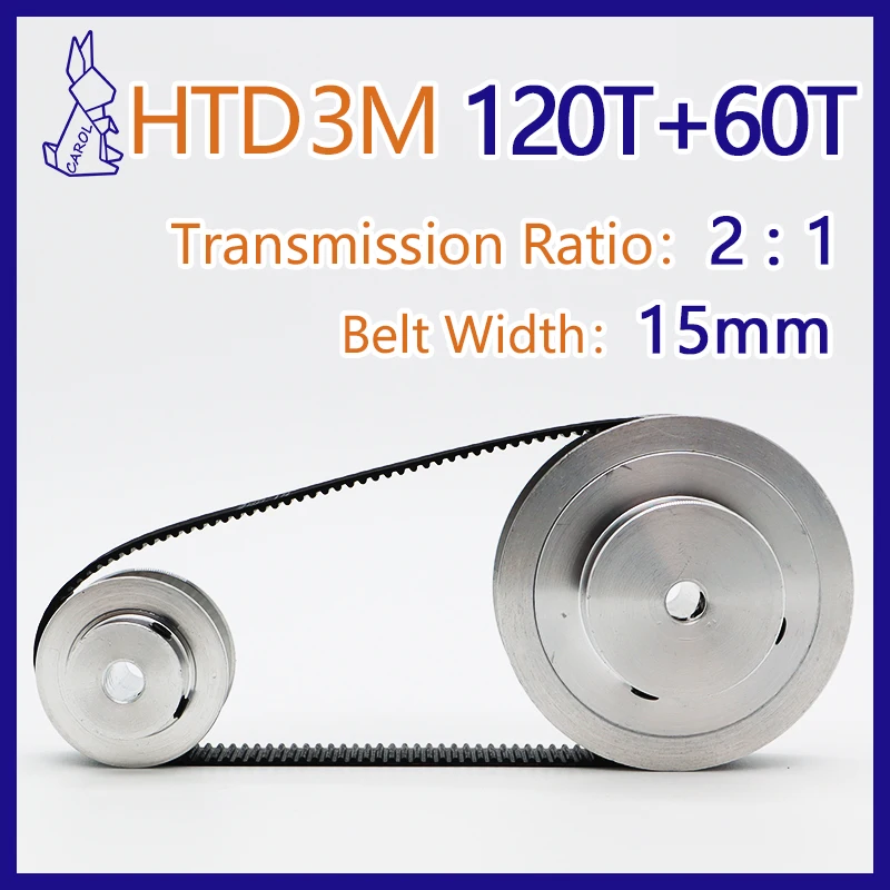 

120Teeth 60Teeth HTD 3M Belt Pulley Gear Set Pulley Kit 3M 120T 60T Set 3M Belt Width 15mm HTD3M Timing Pulley Synchronous Wheel