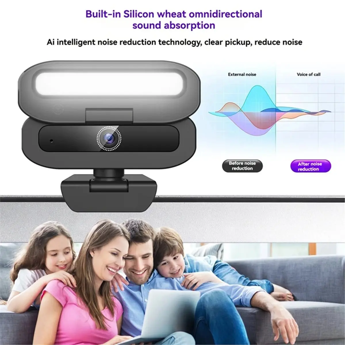 useful 2K HD 60fps Live Webcam with Autofocus,USB PC Camera,Rotatable Microphone, Adjustable Fill Light,Streaming Camera