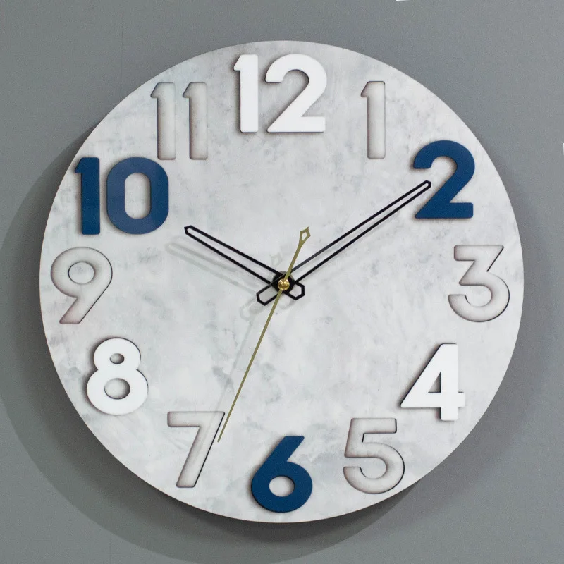 

12 Inch 30cm Stone Grain Road Wall Clock Wooden Living Room Clock Clock Minimalist Wall Clock Creative Wall Decoration