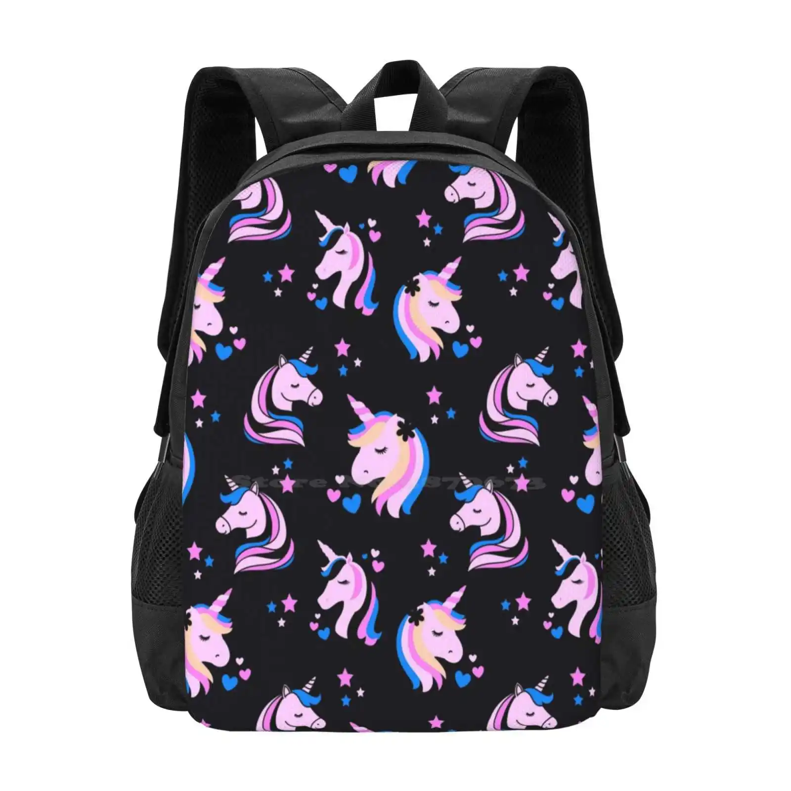 

Rainbow Unicorn Hearts And Stars In Kawaii Pink And Blue Hot Sale Schoolbag Backpack Fashion Bags Unicorns Duffle Unicorns