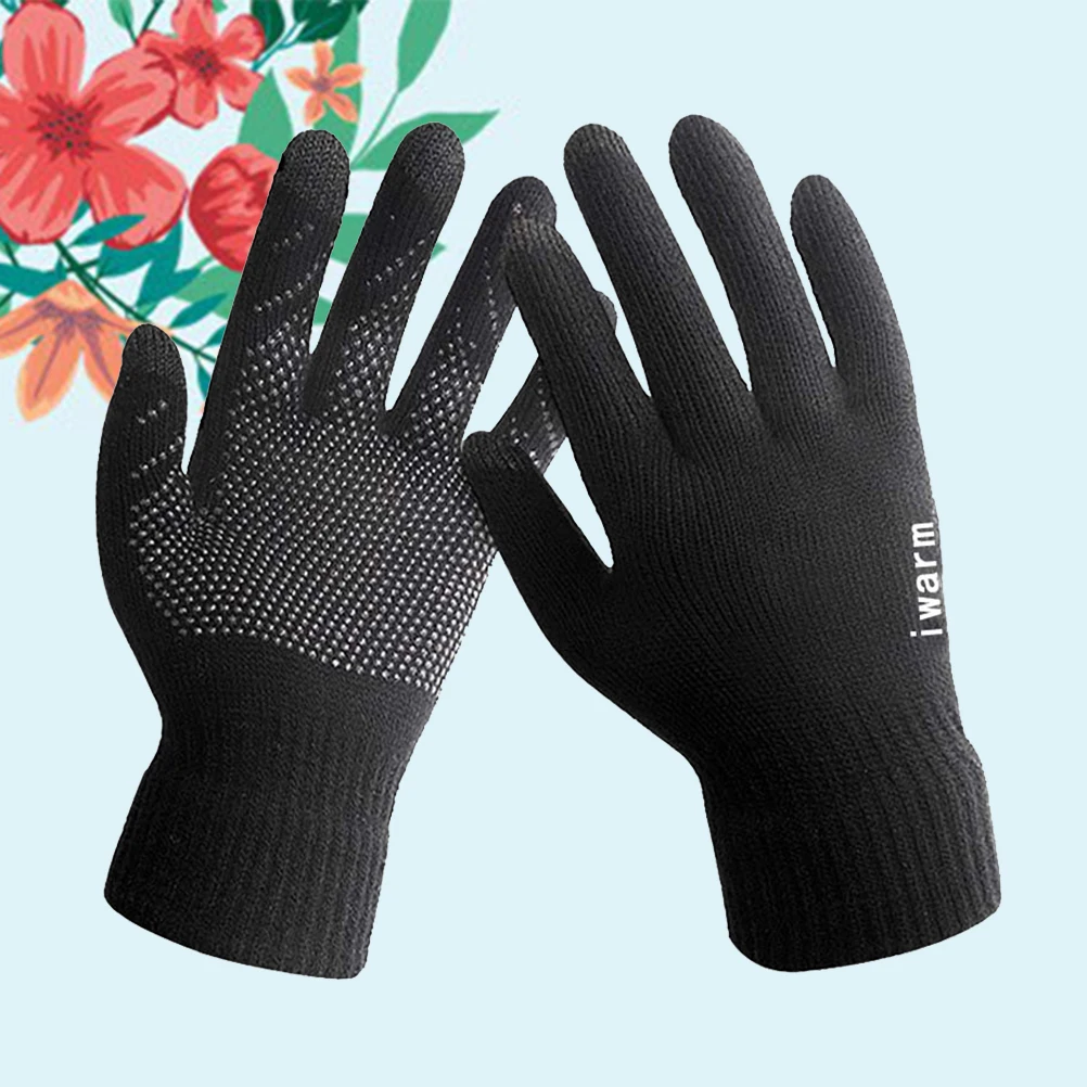 

Touch Screen Gloves Unisex Warm Winter Knitted Mittens Thickened Anti Slip Palm Silicone Lining Wool Comfortable Elastic