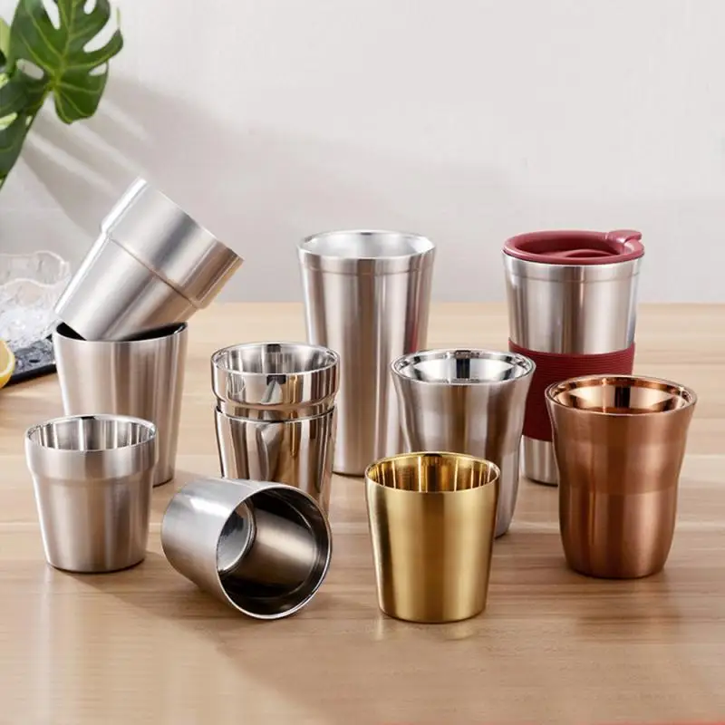 175/260ml Double Wall Stainless Steel Cups And Mugs Metal Cold Beer  Bar Party Kitchen  Coffee  Drinkware Tools