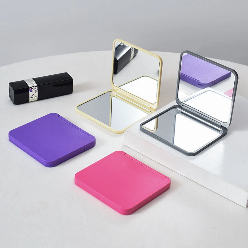 2-Face Makeup Mirror Square Portable Cute Gift Hand Mini Pocket Double-Sided Makeup Mirror Compact Multiple Colors