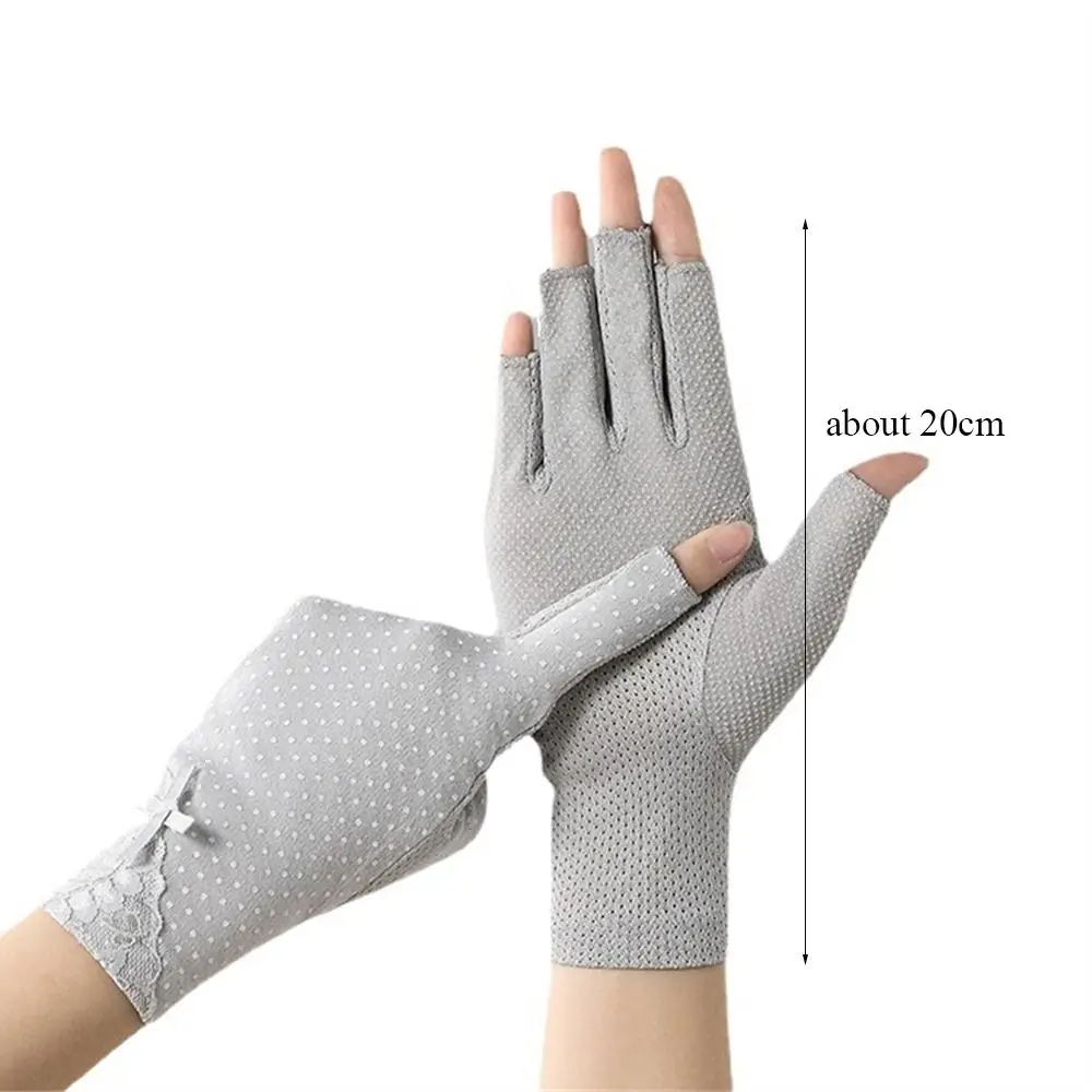 Cotton Sunscreen Gloves Fashion Elastic Thin Sun Protection Gloves Solid Color Slip Resistant Anti-UV Mittens Women Girls