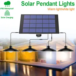 Led Solar Outdoor Garden Light 1 2 3 4 Head Sensor Bulbs Indoor Hanging Ceiling Lamp Cold Warm Light Modern Home Decorations