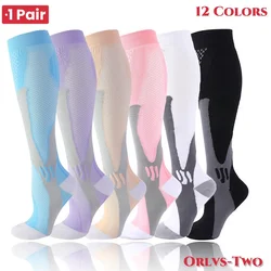 12 Colors Compression Socks For Football Anti Fatigue Pain Relief Men Women 20-30 Mmhg Running Socks Fit For Sport Socks