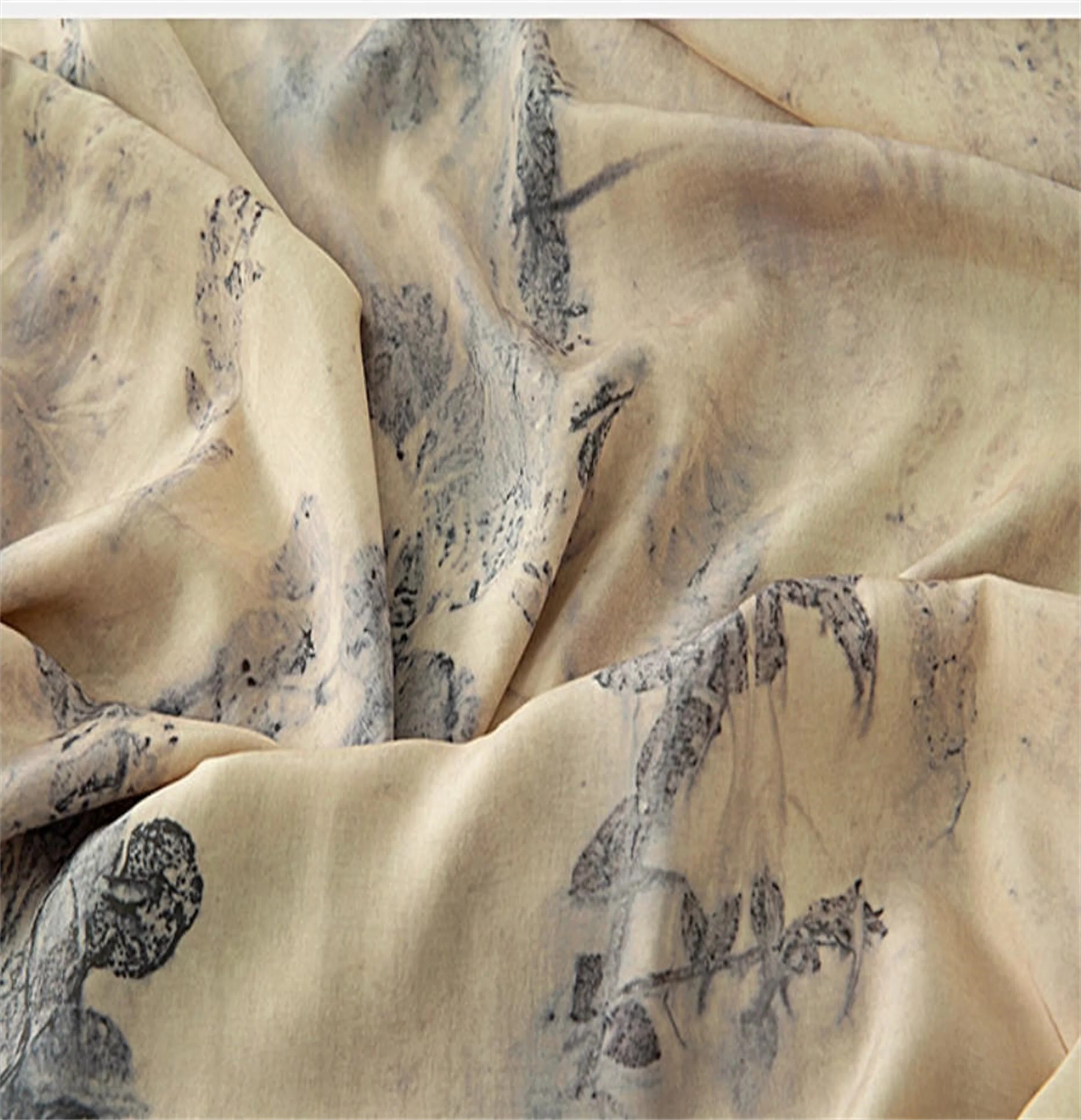 

Light ink black tie dye plant fabric, cotton wide leg pants dress, cover up clothing designer fabric