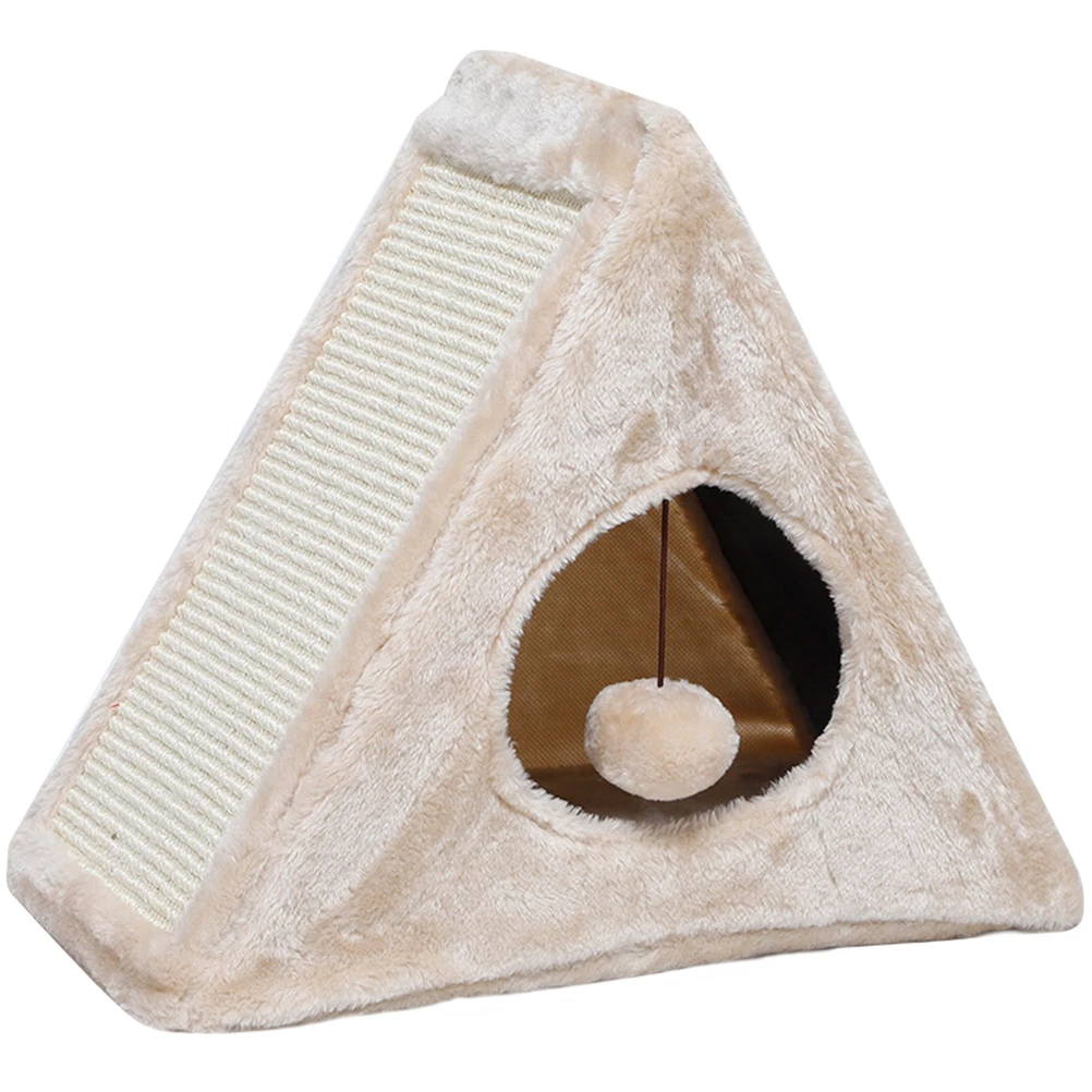 

Pet Triangle Tent Cat Nest Foldable House Portable Kennel Warm Mat Large Doorway Detachable Washable Strong Durable Sisal Cat