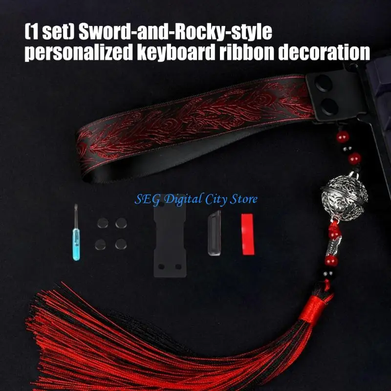 U75B Martial Arts Theme Keyboard Ribbon Decoration Soft Cloth Tassels For Desktop Setups And Gaming