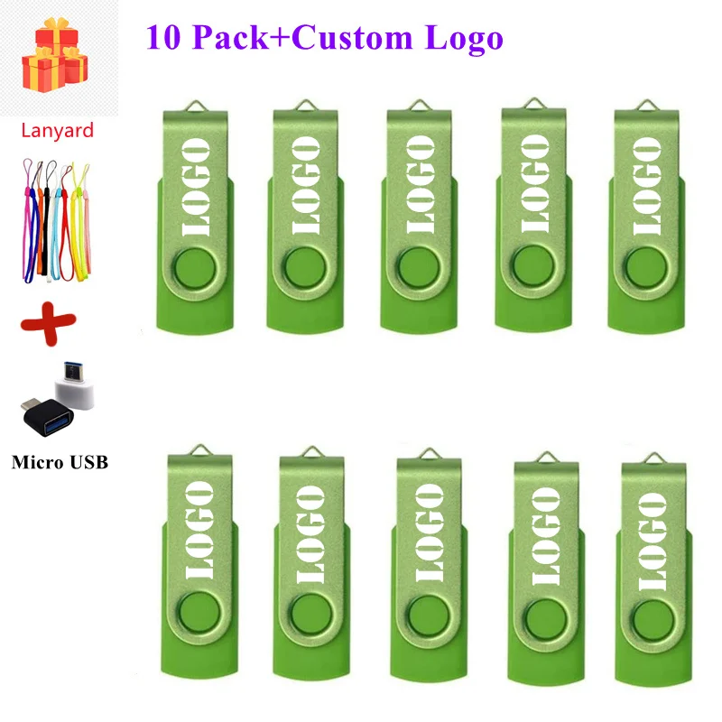 10PCS Custom Logo USB Flash Drive 2.0 Metal Pen Drive 8gb Flash Memory Pendrive 32gb 16gb 4gb Cle Usb for Gifts Business