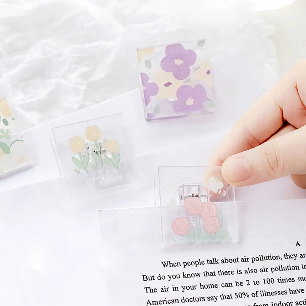 Binder Clips Storage Clip Student Stationery Cute Flowers Page Holder Securing Clip Memo Clip Documents Clip Square Clip