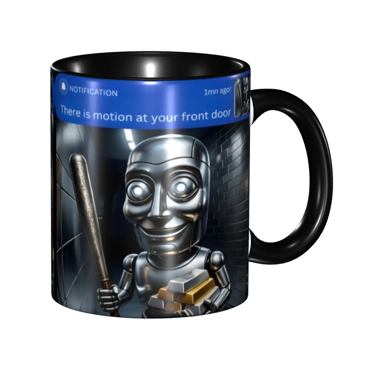 There Is Motion At Your Front Door Tung Tung Tung Sahur Robot Mug Kawaii Tea Cup Healing Gifts For Women Men
